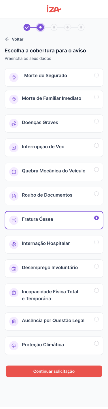 2. Escolhe a cobertura